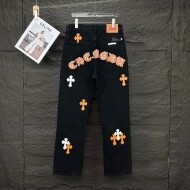 크롬하츠 Chrome Hearts 오렌지 산스크로스 와펜 커플 워싱 데님 팬츠