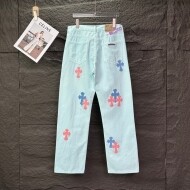 크롬하츠 Chrome Hearts 십자가 패치워크 트렌디 캐주얼 데님 팬츠