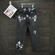 크롬하츠 Chrome Hearts 십자가 패치워크 트렌디 캐주얼 데님 팬츠