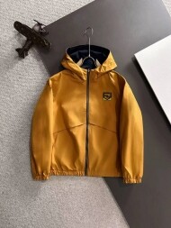 펜디 FENDI 로고 패션 리버시블 캐주얼 후드 코트