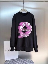 지방시 Givenchy 세련된 그래픽 디자인의 캐주얼 커플 크루넥 스웨트셔츠