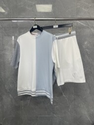 톰브라운 배색 반팔 반바지 세트