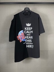 발렌시아가 BALENCIAGA 트렌디한 패치워크 디자인 빈티지 반팔 티셔츠 남녀 공용