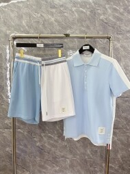 톰브라운 카라 반팔 배색 반바지 세트