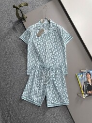 디올 DIOR 전판 프린트 트렌디 반팔 셔츠+반바지 남성 세트