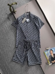 디올 DIOR 전판 프린트 트렌디 반팔 셔츠+반바지 남성 세트