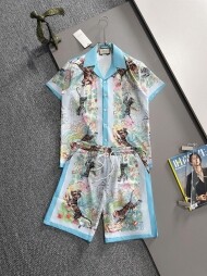 구찌 GUCCI 패션 프린트 트렌드 반팔 셔츠+반바지 남성 세트