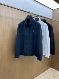 프라다 PRADA 심플 캐주얼 삼각 로고 남성 차이나 재킷