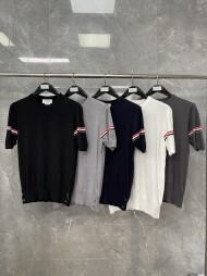 톰브라운 니트 라운드 반팔 티셔츠