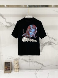 OFF-순면 라운드 티 야수 여면 레터링 로고 프린트 로고