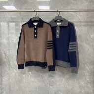 톰브라운 배색 터틀넥 니트