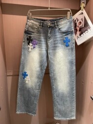 크롬하츠 Chrome Hearts 십자가 클래식 캐주얼 남성 청바지