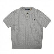 폴로 랄프로렌 RALPH LAUREN 클래식 자수 로고 꽈배기 짜임 남성 폴로 니트 반팔
