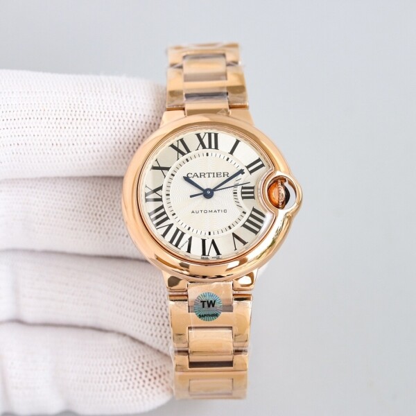 위핑,까르띠에 발롱블루 금장 은장 33mm 시계 W6920096