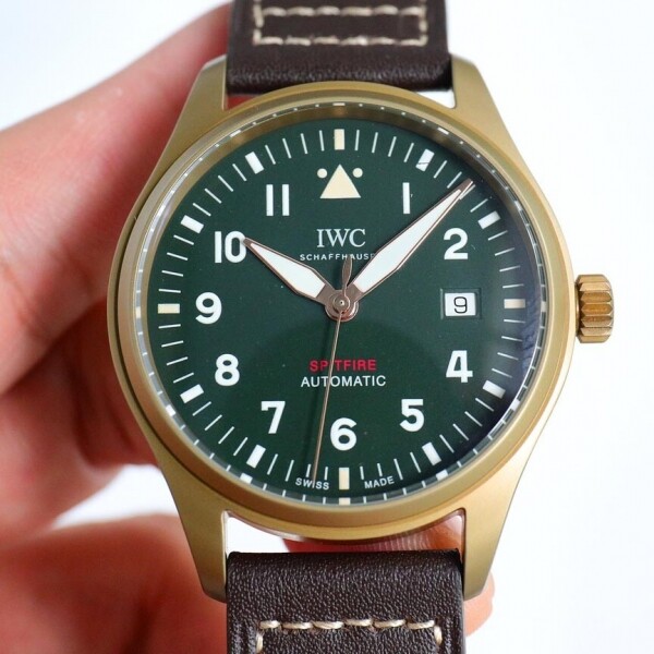 위핑,IWC 파일럿 Spitfire 오토매틱 그린 다이얼 남성 39mm 시계 IW326802