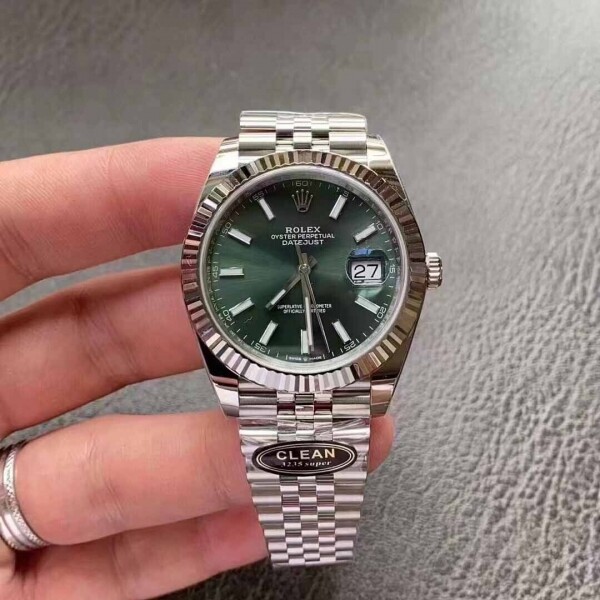 위핑,롤렉스 Datejust 41MM 민트 그린 다이얼 오토매틱 남성용 스틸 쥬빌리 시계 4칼라 M126334-0028
