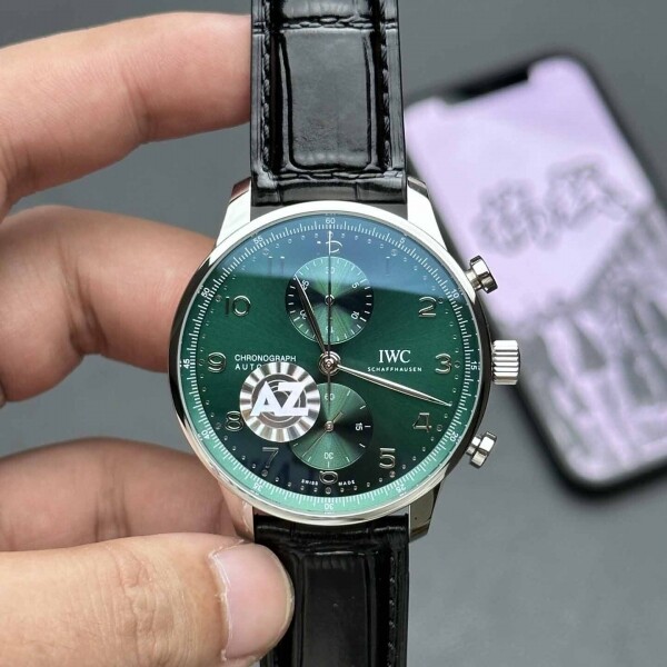 위핑,IWC Portugieser 크로노그래프 오토매틱 그린 다이얼 남자 41mm 시계 IW371615IWC