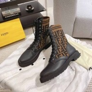 펜디 바이커 스타일 레더 앤 패브릭 앵클 부츠 8T6780A8C7F0PMM