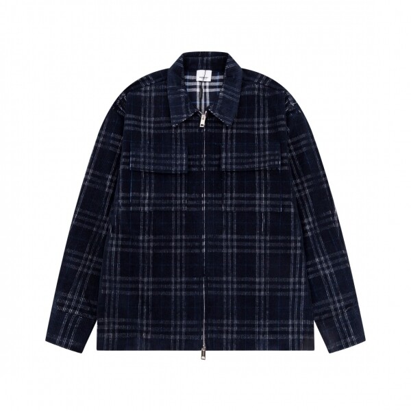위핑,버버리 Burberry 체크 코듀로이 셔츠 - 화이트/다크 블루 80719471