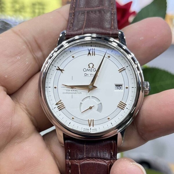 위핑,OMEGA - 오메가 오토메틱 드빌 화이트 골드 39.5mm 가죽밴드 시계 424.13.40.21.02.002