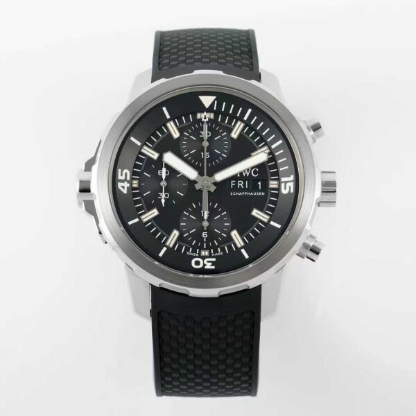 위핑,IWC 아쿠아타이머 크로노그래프 블랙 다이얼 러버 남성용 44mm 시계 2칼라 IW376803