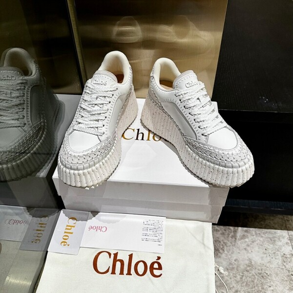 위핑,끌로에 나마 스웨이드드림 레더 플랫폼 스니커즈 WHITE CHC24U02IBD101