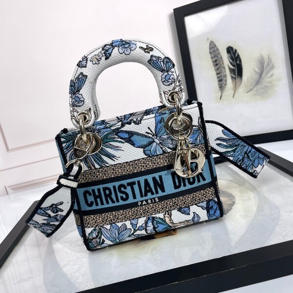 위핑,디올 DIOR Lady D-Lite 미니 백 화이트블루 M0500OESR