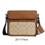 코치 컬러블럭 시그니처 캔버스 설리반 플랩 크로스바디 백 CS604