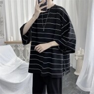 패션 심플 다용도 긴팔 티셔츠 남여 공용 블랙