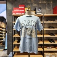 GANNI 가니 25FW 여성 애니멀 프린트 반팔티 샴브레이블루 T4278 570