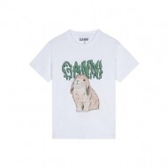 GANNI 토끼 그래픽 릴렉스핏 반팔 티셔츠 T2778
