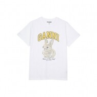 GANNI 가니 여성 베이직 저지 베이비 번 릴렉스드 티셔츠 브라이트 T4273-151