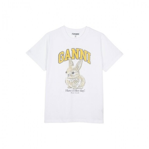 위핑,GANNI 가니 여성 베이직 저지 베이비 번 릴렉스드 티셔츠 브라이트 T4273-151