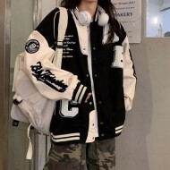 레터링 타월 자수 면 후드 야구 점퍼 남여공용