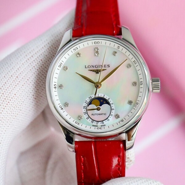 위핑,론진 여성 시계 문페이즈 34mm 은장 금장 L2.409.4.87.4