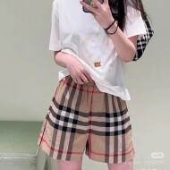버버리 체크 코튼 쇼츠 아카이브 바지 베이지 80710911