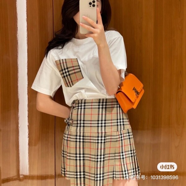 위핑,버버리 빈티지 체크 울 미니 스커트 베이지 8025832