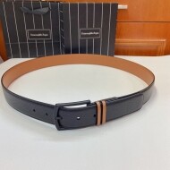 제냐  스트라이프 디테일 가죽 3.5cm 벨트 LHBXAB033XZ