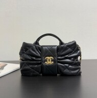 샤넬 25FW 25K 리본백 미니 보우백 CC로고 체인 램스킨 블랙 골드 AS5849