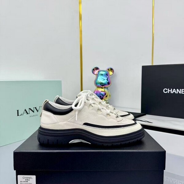 위핑,샤넬 25FW 스웨이드 스니커즈 CC로고 운동화 투톤 카프스킨 블랙 화이트 G46258