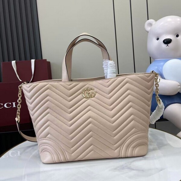 블링크,구찌 GG 마몽 미디엄 토트백 살색 847387