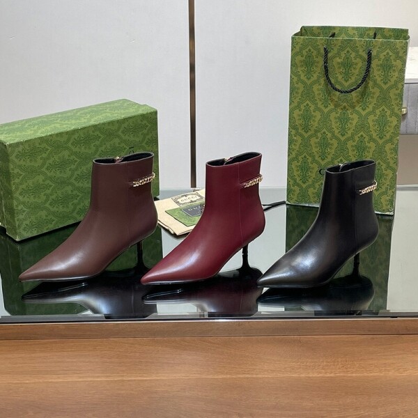 블링크,구찌 여성 로고 장식 레더 앵클 9CM 부츠 3컬러 794386