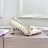 지미추 아렌 펄 장식 포인티드 토 펌프스 6.5CM 화이트 ARENPUMP65UHC