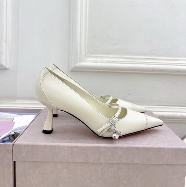 블링크,지미추 아렌 펄 장식 포인티드 토 펌프스 6.5CM 화이트 ARENPUMP65UHC