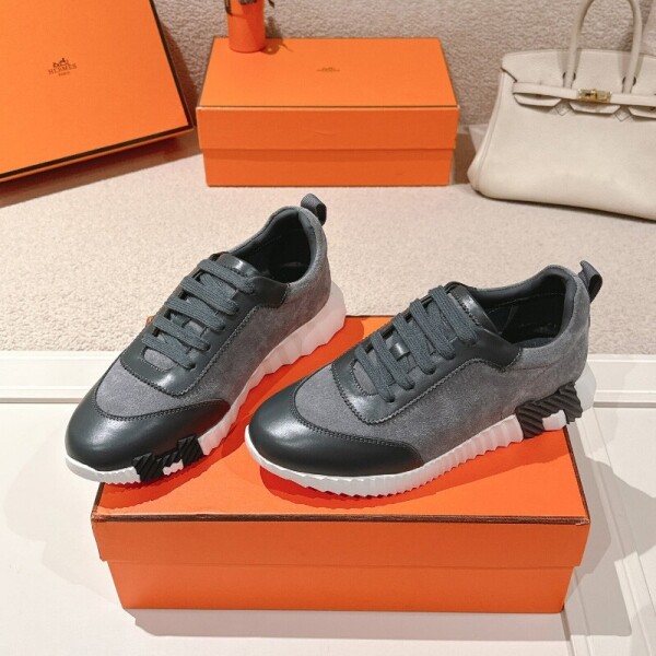 블링크,에르메스 바운싱 고트레더 스니커즈 남여공용 그레이 H221898Z