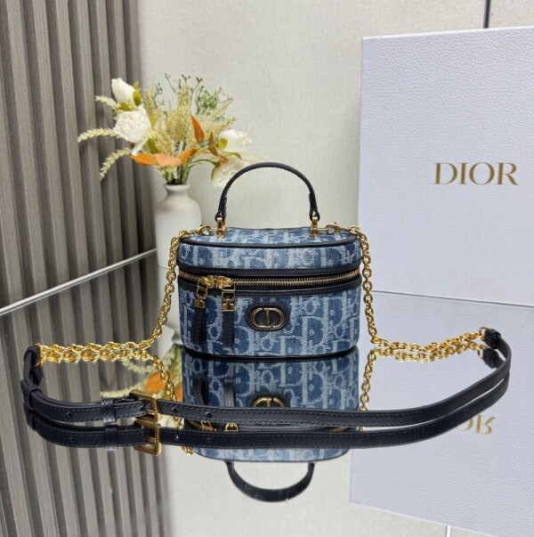 위핑,디올 30 Montaigne 몽테인 미니 베니티 케이스 블루 S2332UDCE