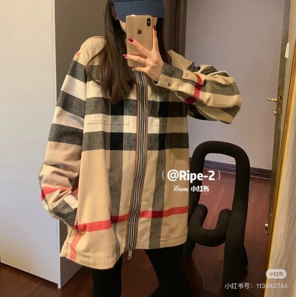 위핑,버버리 HAGUE 체크 울 코튼 지퍼 셔츠 80501351 F