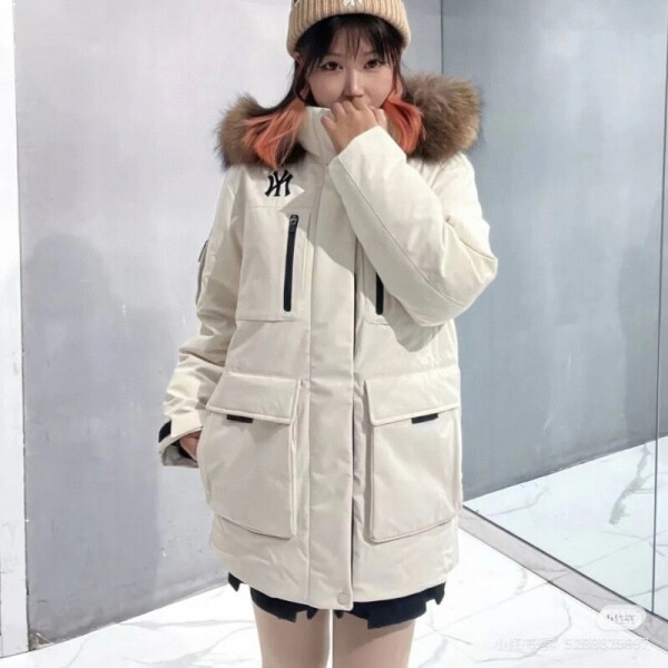 블링크,MLB 고프코어 후드 FUR 미드 구스 패딩 남여공용  아이보리 3ADJB0656   F