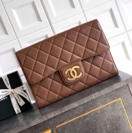 샤넬 CHANEL 라지 사이즈 파우치 브라운 AP4944