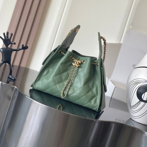 블링크,샤넬 25백 스몰 워시드 데님 그린  AS5293